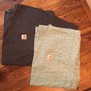 2 men’s Carhartt XL- Tall T-Shirts. 1- light green 1-charcoal short sleeve